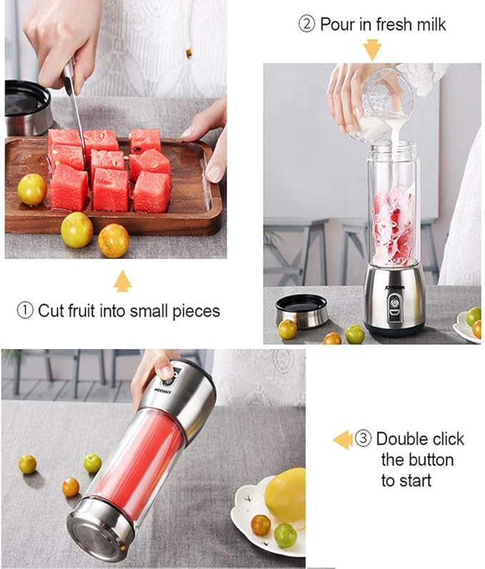 Portable Blender Mini Blender Smoothie Maker with USB Rechargeable Electric Blender Professional Commercial for Vegetables and Fruit Smoothie Maker Blender Food Processor 4000Mah 380Ml