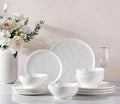 GBHOME Ceramic Dinnerware Sets for 4 12 Pieces Porcelain Lightweight Plates and Bowls Sets Scratch Resistant Dish Set Oven &amp Microwave &amp Dishwasher Safe Angel White