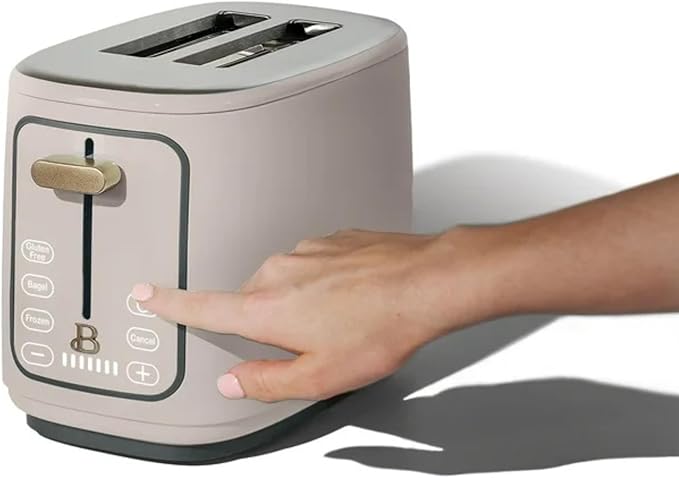 2 Slice Digital Toaster with Touch Control Panel Adjustable Toast Shade Settings Wide Bread Openings Bagel &amp Frozen Modes Removable Crumb Tray (Porcini Taupe)