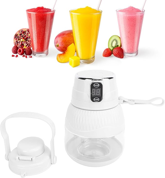 Portable Juicer Cup Cordless Multifunctional Electric Blender High Speed Motor 600ml Capacity for Home School Office Plastic Material (White)