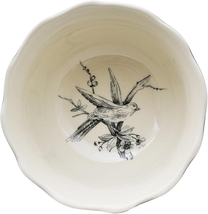222 Fifth Adelaide 16-Piece Casual Grey Porcelain Dinnerware Set – Service for 4 Classic Toile Bird &amp Floral Design Microwave &amp Dishwasher Safe for Everyday Dining &amp Entertainment