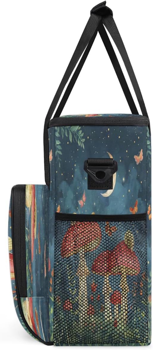 Mushroom Butterfly Moon Coffee Maker Carring Bag Travel Carrying Storage Tote Bag Compatible with Keurig K-Mini or K-Mini Plus Portable Single Serve Coffee Brewer Case with Pockets for K-cup Pods