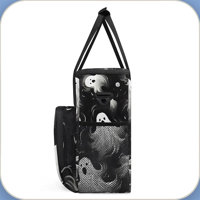 Spooky Ghosts Coffee Maker Carrying Bag Graffiti Ghosts Travel Storage Bag Compatible with K-Mini or K-Mini Plus Single Serve Coffee Brewer Carrying Case with Multiple Pockets &amp Shoulder Strap
