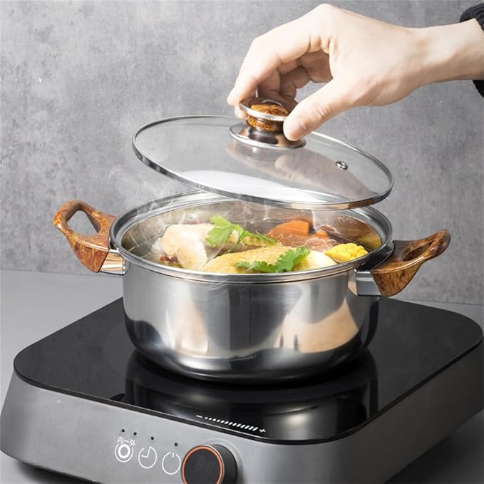 12 Piece Pot Handle with Kettle Cooking Pan Kitchen Cookware Non Stick Cooking Pot Set Stainless SteelNatural Color 12Ps12 Ps-Natural Color 12ps-12 ps