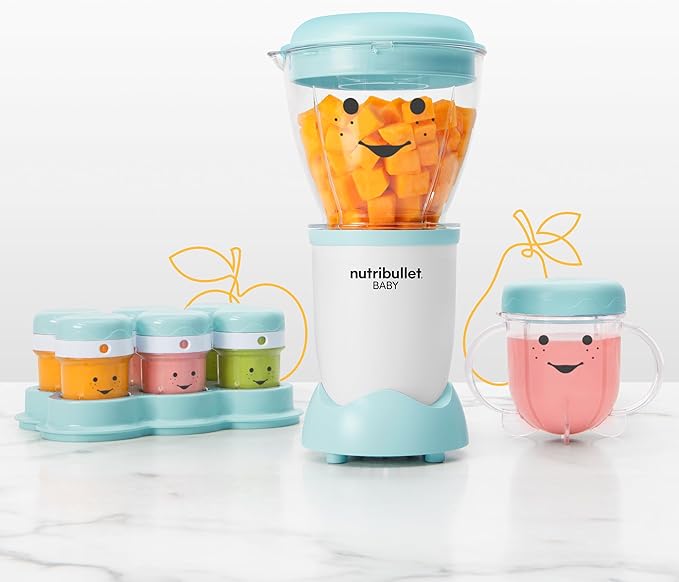 NutriBullet NBY-50100 Baby Complete Food-Making System 32-Oz White Blue Clear