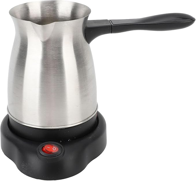 Electric Coffee Maker 600ML Large Capacity Stainless Steel Turkish Coffee Pot with Ergonomic Anti Scald Handle Coffee Maker Machine Pot Warmer Kettle for Milk Butter US Plug
