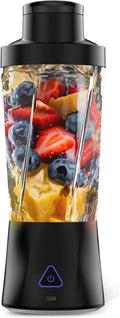 Portable Blender 360 Watt Personal Blender for Shakes and Smoothies 6000mAh USB Rechargeable BPA Free 24 Oz Juicer Cup with 6 Blades and Lid Self Cleaning Portable Juicer for Kitchen Deep Black