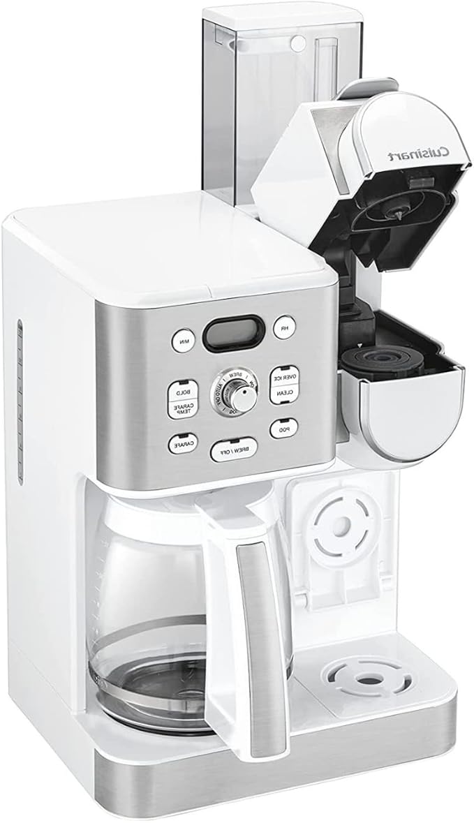 Cuisinart 12-Cup Coffee Maker Single-Serve Brewer Glass Carafe Automatic Hot &amp Iced Coffee Machine Brew Strength Control and Brew Pause SS-16W White