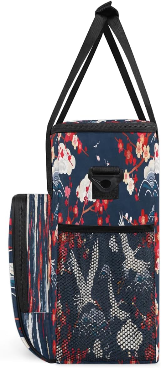 Plum Blossom Crane Cloud Coffee Maker Carring Bag Travel Carrying Storage Tote Bag Compatible with Keurig K-Mini or K-Mini Plus Portable Single Serve Coffee Brewer Case with Pockets for K-cup Pods