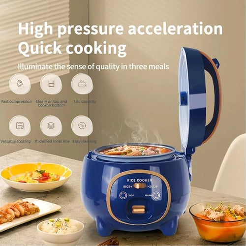 1.8L Mini Electric Pressure Rice Cooker with Steamer Basket300W Multi-Functional Rice Maker with Nonstick Inner PotKeep WarmEasy Clean for Small KitchenOfficeDorm1-2 People