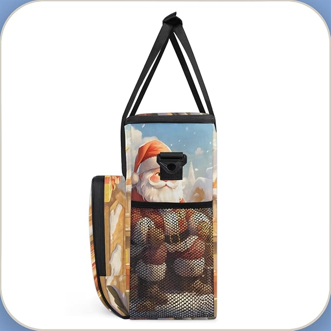 Colorful Santa Claus Coffee Maker Carrying Bag Magical Santa Claus Travel Storage Bag Compatible with K-Mini or K-Mini Plus Single Serve Coffee Brewer Carrying Case with Pockets &amp Shoulder Strap