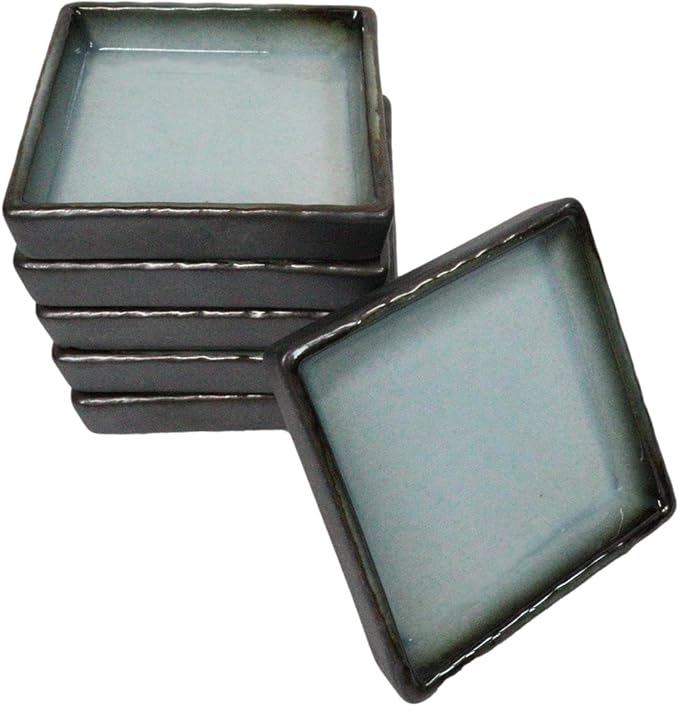 Ebros Gift Blue Sky Stars Artistic Seikai Porcelain Series Dinnerware Serveware Kitchenware Set Asian Japanese Dining Restaurant Supply (Pack Of 6 Square Condiment Sauce Dishes 2oz)