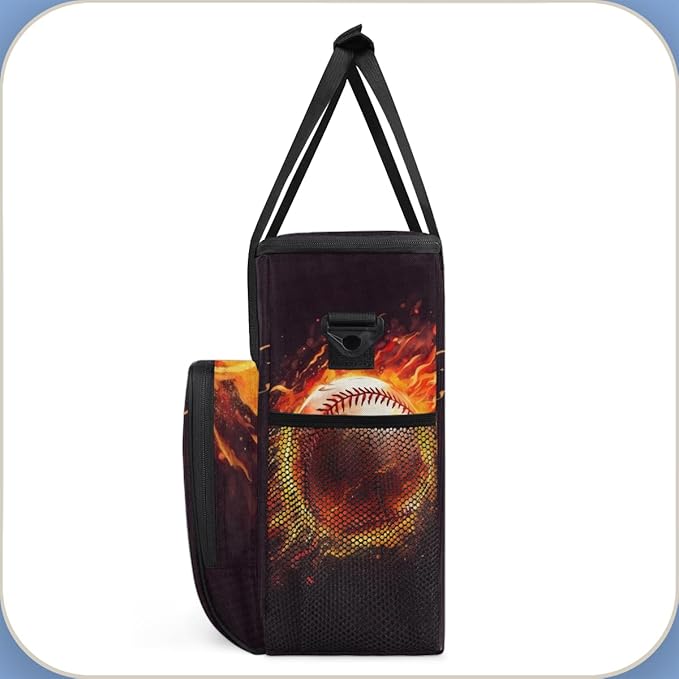 Flame Baseball Coffee Maker Carrying Bag Fire Baseball Travel Storage Bag Compatible with K-Mini or K-Mini Plus Single Serve Coffee Brewer Carrying Case with Multiple Pockets &amp Shoulder Strap