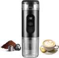 Portable Electric Espresso Machine Self Heating Small Travel Espresso Coffee Maker for Camping RV Hiking Office(Black)