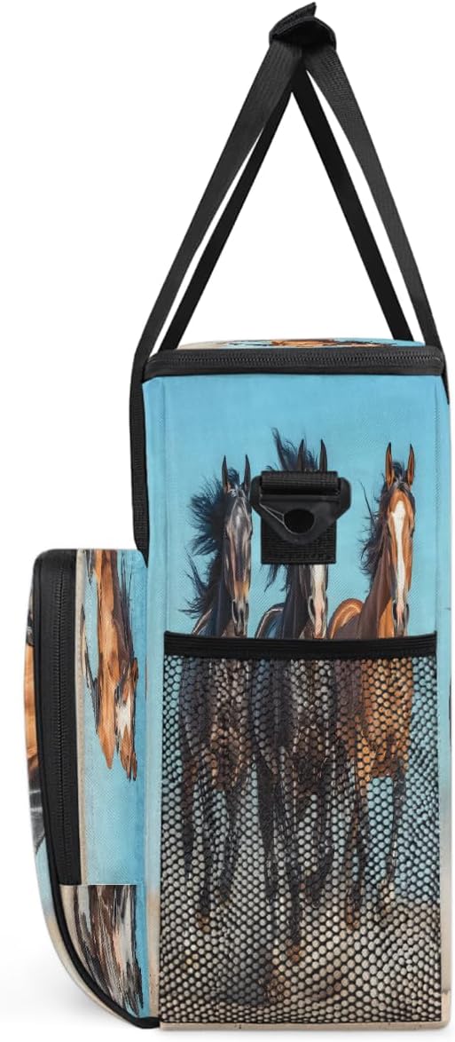 Running Black Horse Coffee Maker Carring Bag Travel Carrying Storage Tote Bag Compatible with Keurig K-Mini or K-Mini Plus Portable Single Serve Coffee Brewer Case with Pockets for K-cup Pods