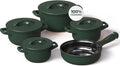 Pure Ceramic Healthy Non Toxic Cookware Set - Oven Safe Up to 1200F Microwave and Dishwasher Safe Longlasting and Lightweight - PFAS PTFE PFOA PFOS - Matte Rosemary