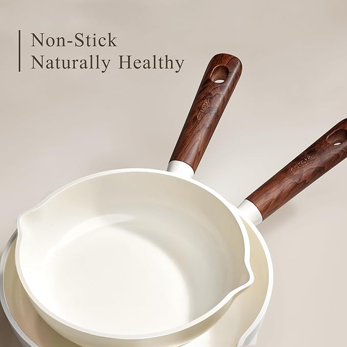 CAROTE 21pcs Cookware Set Nonstick Pots and Pans Set Ceramic Cookware Set Induction Cookware Non toxic Healthy Non Stick Kitchen Cooking Set PFAS PTFE Free White
