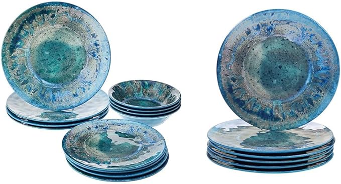 Certified International Radiance Teal Melamine 12 pc Dinnerware Set &amp Radiance Teal Melamine 11 Dinner Plate Set of 6