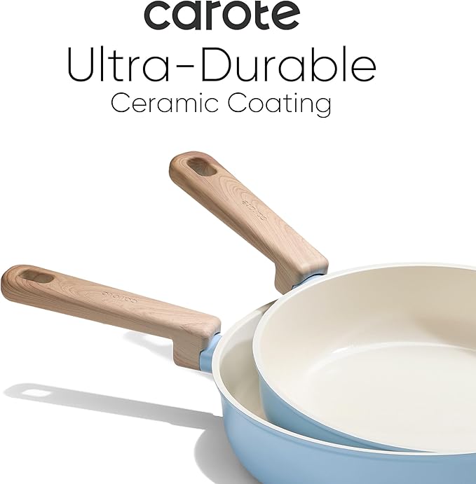 CAROTE 24pcs Ceramic Cookware Set Pots and Pans Non Stick Kitchen Cookware Sets Pots and Pans Set Cooking Set with Knife Set