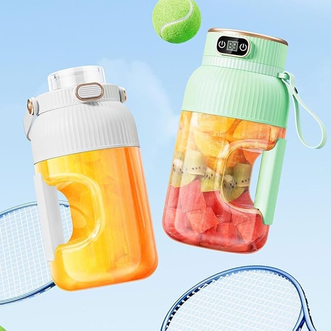 Multifunctional Portable Juicer Cup with Digital Display Large-capacity personal size blenders for Smoothies Shakes Juicer USB Rechargeable (2Single cup single lid)