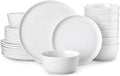 MALACASA 24 Pieces Gourmet Porcelain Dinnerware Sets Premium Plates and Bowls Set High-Fired Ceramic Dishes Set for 8 Chip &amp Scratch Resistant Microwave Dishwasher Safe White Series LEXI
