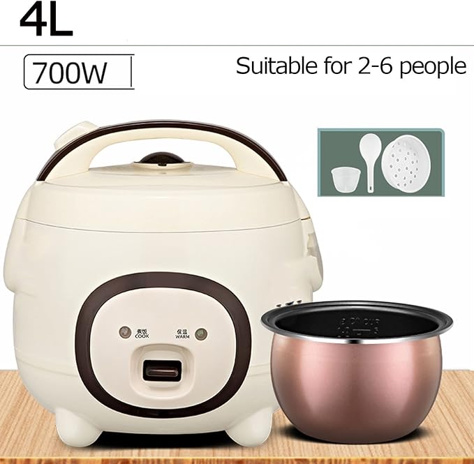 Mini Rice Cooker For One Person - Student Dormitory Rice Cooker Multifunctional Rice Cooker Electric Rice Cooker With Spherical Inner Pot Includes Steamer Insert Spoon And Measuring Cup (Size : 4