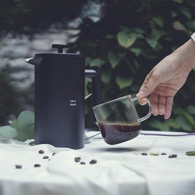 Stainless Steel French Press Coffee Maker - 1L / 34 oz / 8 Cups Double Walled Vacuum Insulated 4 Filter Screens Stainless Steel Construction