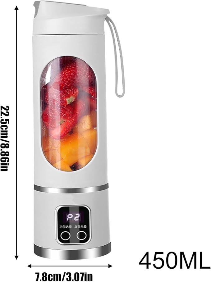Portable Juicer Blender450ml Wireless Maker with LED Display - Portable Blender Cup | for Home Gym Kitchen Beach School Camping Hiking Picnic Vacation Apartment Dorm