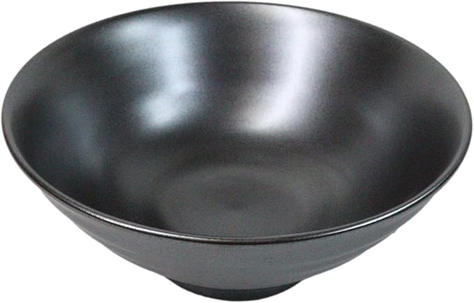 Ebros Gift Iron Black Clay Underglaze Technique Tetsu Kesho Porcelain Dinnerware Kitchen Set Asian Japanese Restaurant Supply (Pack Of 5 Large Salad Pho Ramen Soup Bowl 40oz)