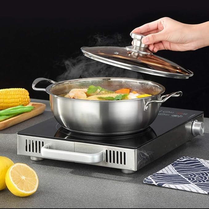 Kitchen Cooking Sets 3Pcs Cookware Set Frying Pan Soup Pot Milk Pot with Glass Lid Stainless Steel Cooking Pot Set Kitchen Cookware Sets