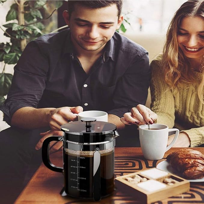 Liudan Coffee Maker French Coffee Machine-304 Durable Stainless Steel Heat Resistant Borosilicate Glass Coffee Machine Filter Household Coffee Machine Tea French Coffee Maker Coffee Press