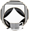 European Style Dinnerware Set Service for 6 Bone China Dinnerware Sets Unbreakable Porcelain Dinner Sets Coffee Cup and Saucer Tableware Set Steak Dinner Plates Dish Set Black copper coin-07