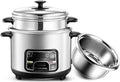 Rice Cooker with Steamer Basket - Rice Cooker Rice Cooker and Steamer-Warm Function (2/3/4/5L) 201 Stainless Steel Liner with Spatula and Measuring Cup for 1-7 People(4L)