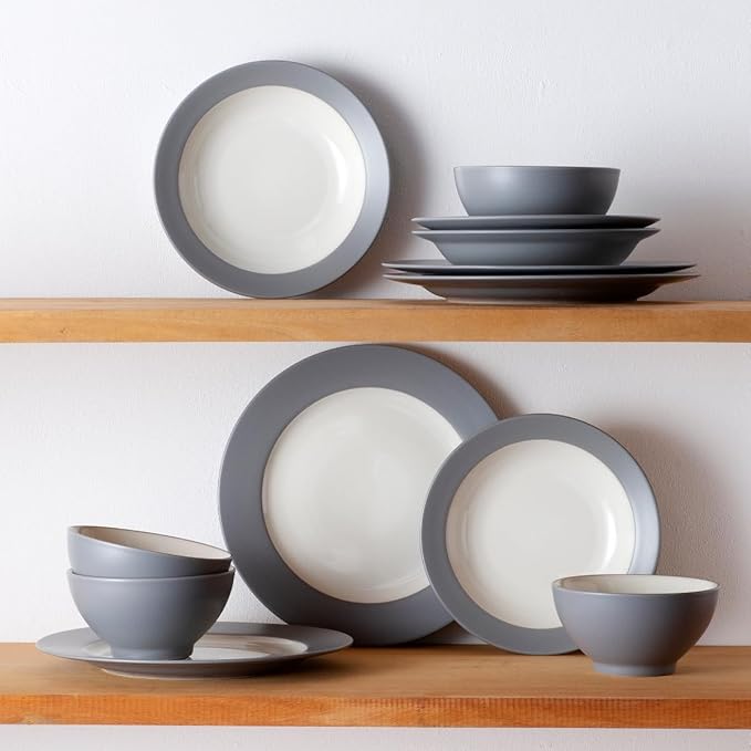 Noritake Colorwave Slate 12-Piece Rim Dinnerware Set Service for 4