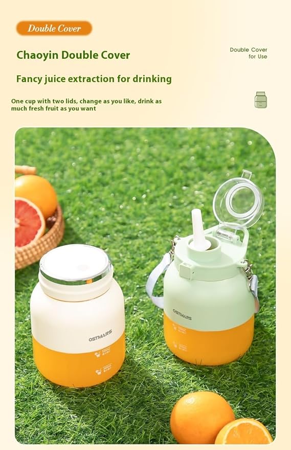 OSTMARS Portable Fruit Blender Cup 16.9 oz Dual Capacity Automatic Mini Juicer Mint Green and Orange