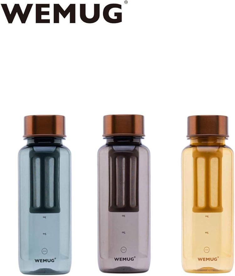 WEMUG Portable Cold Brew Maker 22 oz Modern Simple design Leak Proof Ultra Light BPA-Free Durable Plastic Copper (yellow)