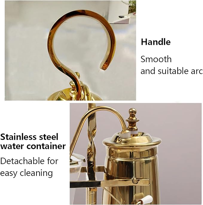 LOYALHEARTDY Belgian Luxury Syphon Coffee Machine Gold Retro Royal Family Balance Siphon Coffee Maker Siphon Brewer