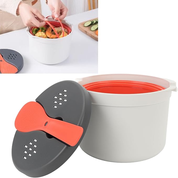Microwave Rice Cooker Steamer Microwave Rice Steamer Portable Microwave Vegetables Cooker for Rice and Vegetables