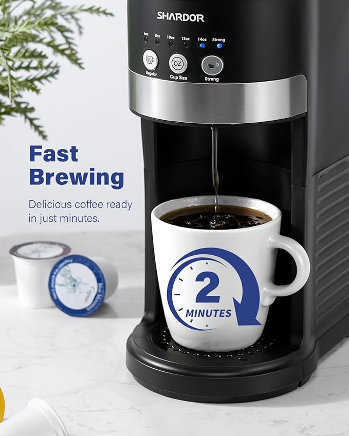 SHARDOR 3 in 1 Single Serve Coffee Maker K Cup Pod Coffee Maker Compatible with Grounds &amp Teas 6 to 14oz Brew Sizes 40oz Removable Water Tank Easy to Use Black