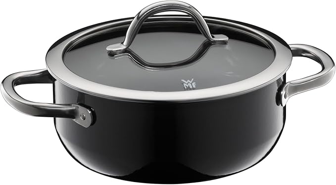 WMF Fusiontec Inspire 3-Piece Saucepan Set Black High-Tech Ceramic Induction Includes 3 Pots and 1 Glass Lid