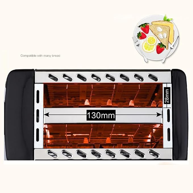 2 Slice Slim Toaster Compact Stainless Steel Bread Toaster with Automatic Popup Wide Slots and Crumb Tray for Home Kitchen Breakfast Use