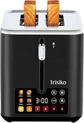 Trisiko® Touch Screen Toaster 2 SliceSmart Toaster with Digital Timer 1.38 Extra-Wide Slots for Bread&amp Bagelwith Reheat Defrost Cancel +15s Boost Great for Home Office Dorm (Black)