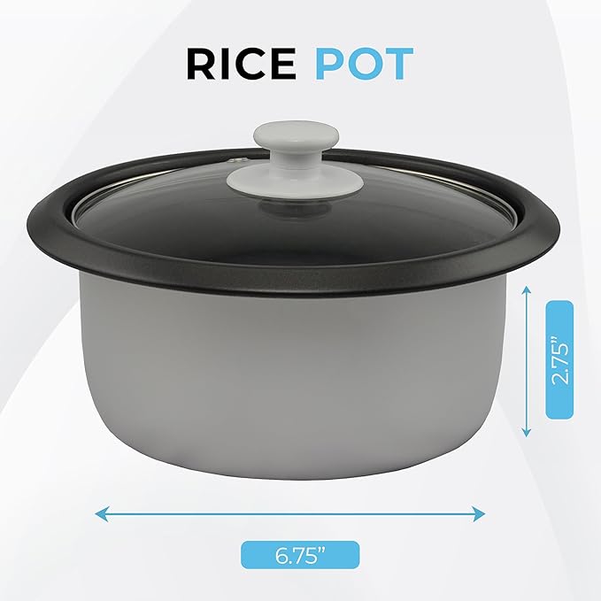 Courant Rice Cooker 6-Cup (Cooked) Removable Non-Stick Bowl One Touch Rice Cooker White
