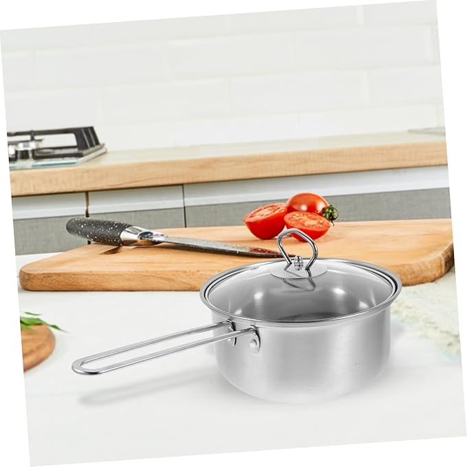 Healifty Stainless Steel Cookware Set Pot with Lid Milk Pot Frying Pan Comfortable Handle Easy Clean Surface