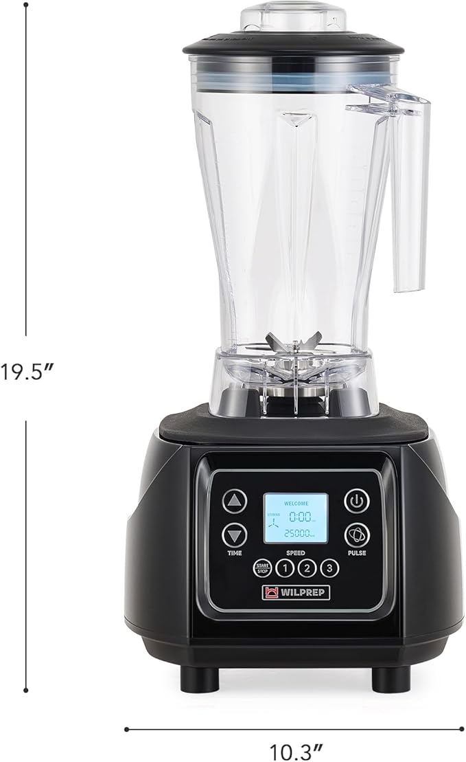 WILPREP Commercial Touch Blender 3.5HP Timer &amp Variable Speed 64 oz BPA-Free Jar
