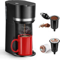 Portable Coffee Maker Single Serve with Grinder - 120s Brew Ceramic Burr 4 Cup Sizes(6-12oz) BPA-Free Window Auto Descaling Alert Compact for Travel (7.85x4.33x9.45in)