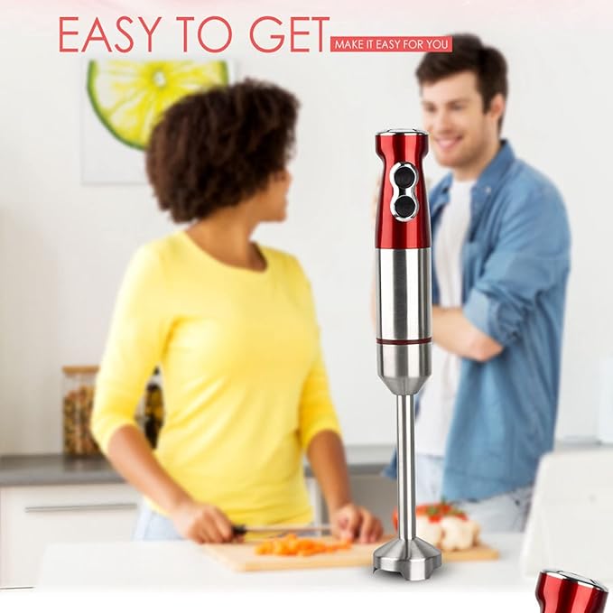 1000W Handheld Blender 12 Speed and Turbo Mode Electric Hand Blender Stainless Steel Immersion Handheld Stick Blender for Soup Puree Baby Food EU Plug