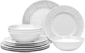 Noritake Grey Hammock 12-Piece Rim Dinnerware Set Service for 4