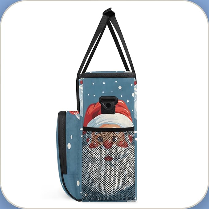Cute Santa Claus Coffee Maker Carrying Bag Graffiti Santa Claus Travel Storage Bag Compatible with K-Mini or K-Mini Plus Single Serve Coffee Brewer Carrying Case with Pockets &amp Shoulder Strap