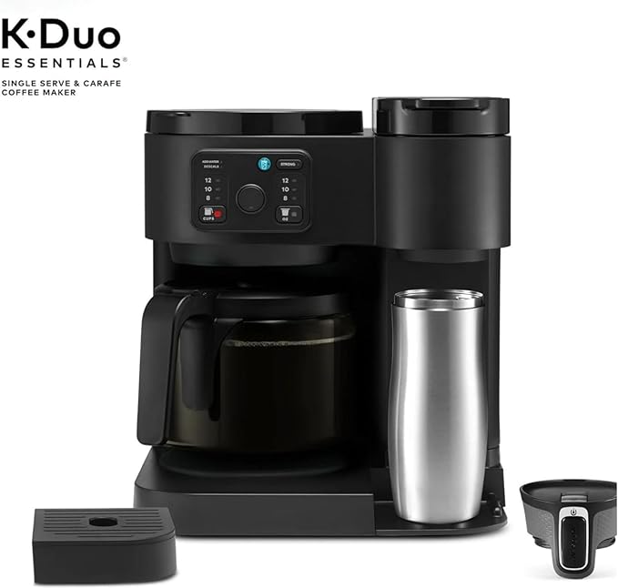 K-Duo Essentials Coffee Maker for Hot and Iced Drinks Single Serve KCup Pod Brewer and 12 Cup Carafe Drip Coffee Pot 72 oz Water ReservoirPause &amp Pour Feature Perfect for Home &amp Office Use
